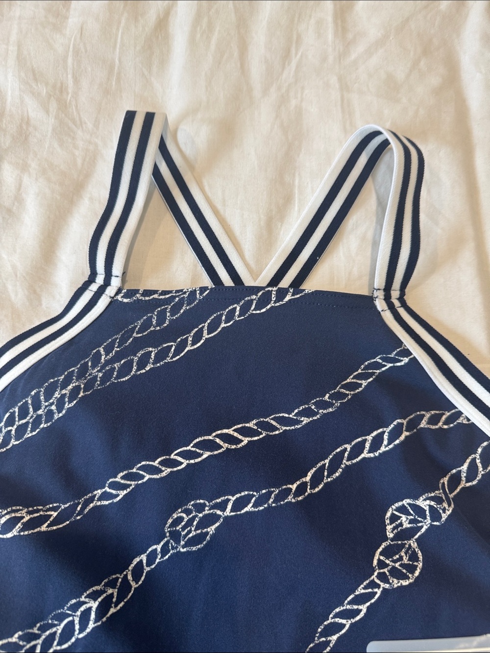Navy Rope-Print Halter mini sport Dress Daily Practice for Anthropologie - Picture 4 of 6